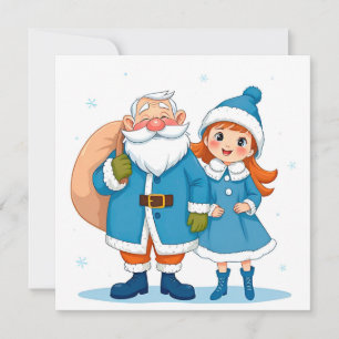 Papá Noel sonriente y doncella de nieve