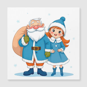 Papá Noel sonriente y doncella de nieve