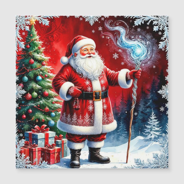 Papá Noel sosteniendo un bastón mágico (Anverso)