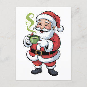Papá Noel sosteniendo una bebida de Matcha Navidad