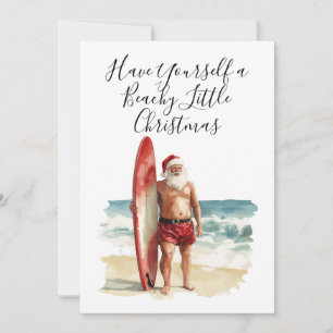 Papá Noel surfista de Navidad en Julio - Tarjeta d