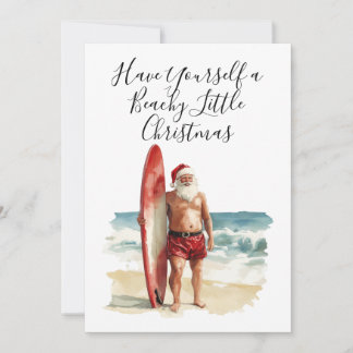Papá Noel surfista de Navidad en Julio - Tarjeta d