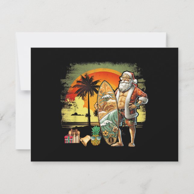 Papá Noel Surfista de Verano Tropical 6 Pack Navid (Anverso)