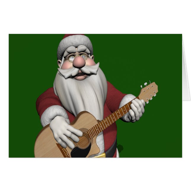Papá Noel tocando canciones de Navidad en su guita (Anverso (Horizontal))