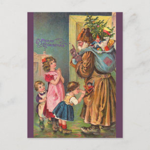 Papá Noel victoriano y los niños Feliz Navidad