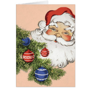 Papá Noel vintage de Navidad con adornos de árbol