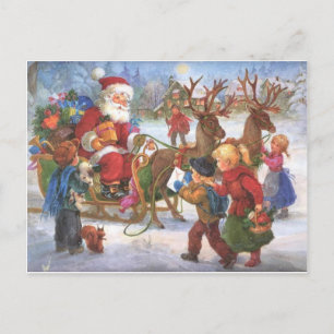 Papá Noel Vintage De Navidad En Sleigh
