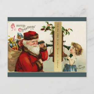 Papá Noel y Chica de época en la tarjeta postal te