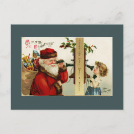Papá Noel y Chica de época en la tarjeta postal te