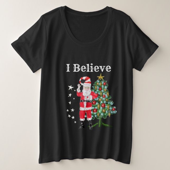 Papá Noel y el árbol de Navidad (camisa oscura) (Anverso del diseño)
