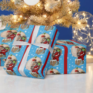 Papá Noel y el Papel de Regalo de la Chimenea Estr