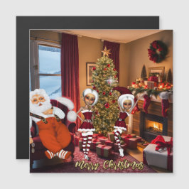 Papá Noel y los elfos después del trabajo.