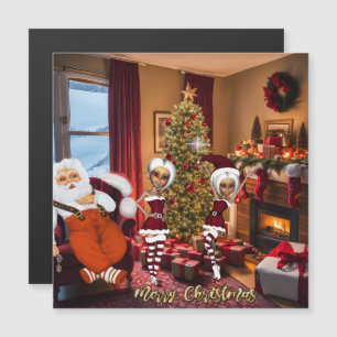 Papá Noel y los elfos después del trabajo.