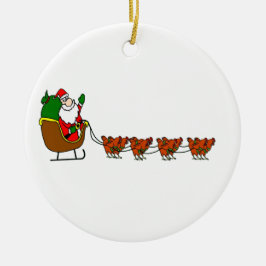 Papá Noel y ornamento de los pollos