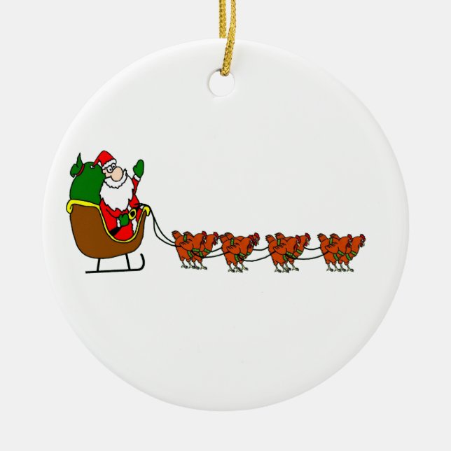 Papá Noel y ornamento de los pollos (Frente)