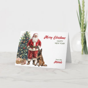 Papá Noel y perro Tervuren belga Navidad