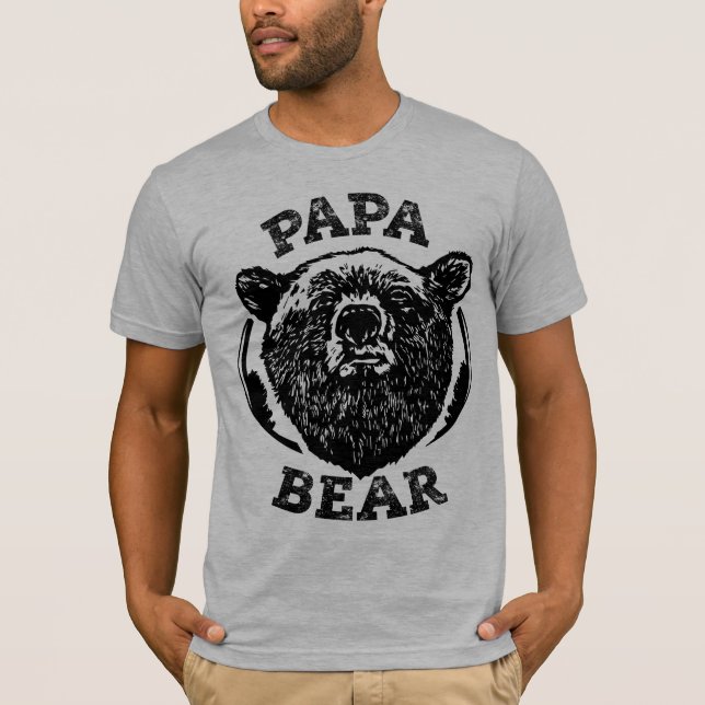 "Papa Oso" Estilo Vintage Oso Negro Papá Camiseta (Anverso)