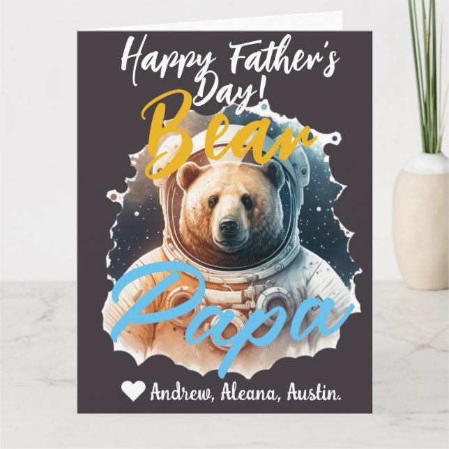 Papa Oso moda simple Nombres tarjeta de vacaciones (Anverso)