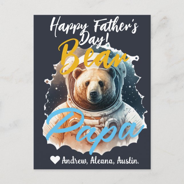 Papa Oso Simple chic Nombres Astronauta tarjeta de (Anverso)