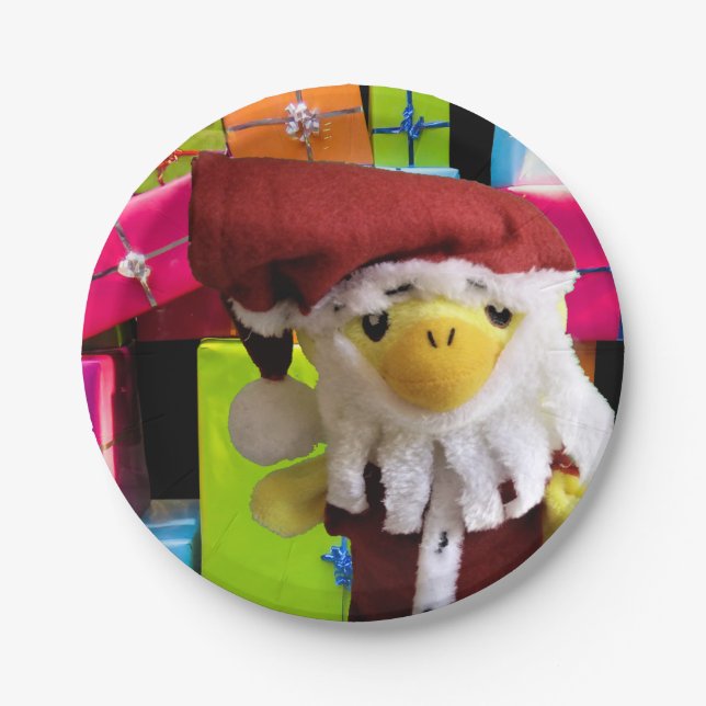 Papa Pato Noel. Platos de papel (Anverso)