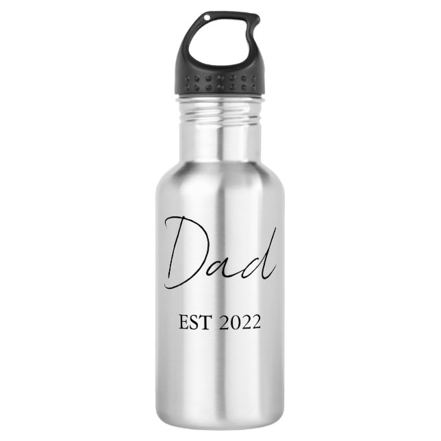 Papá personalizado EST. Botella de agua del año (Anverso)
