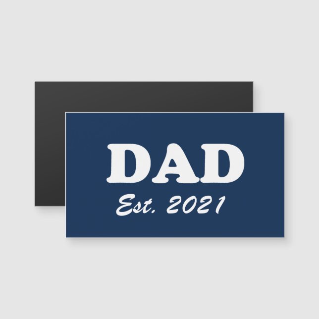 Papá personalizado est cita imán blanco azul marin (Anverso/Reverso)