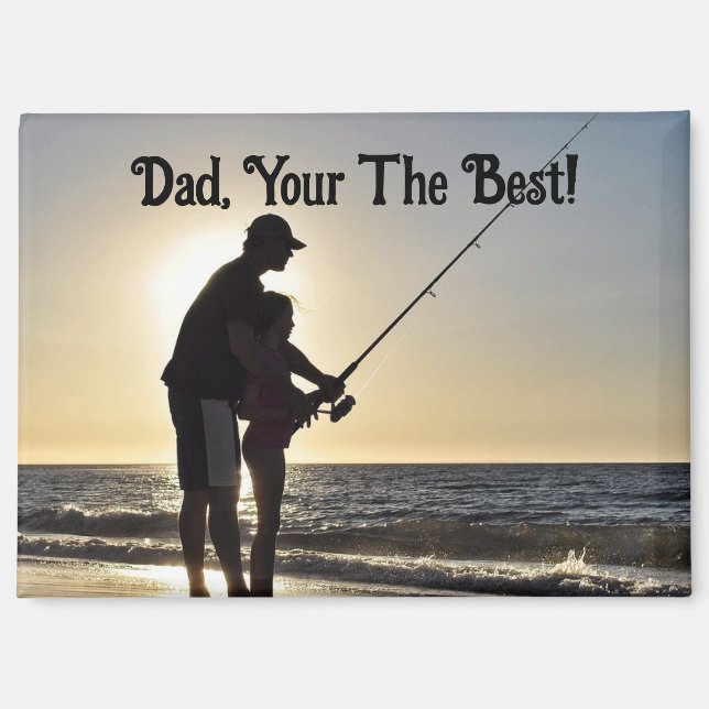 Papá pescando imán del Día del Padre (Anverso)