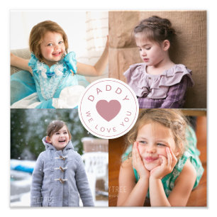 Papá, te queremos Collage de fotos rosado