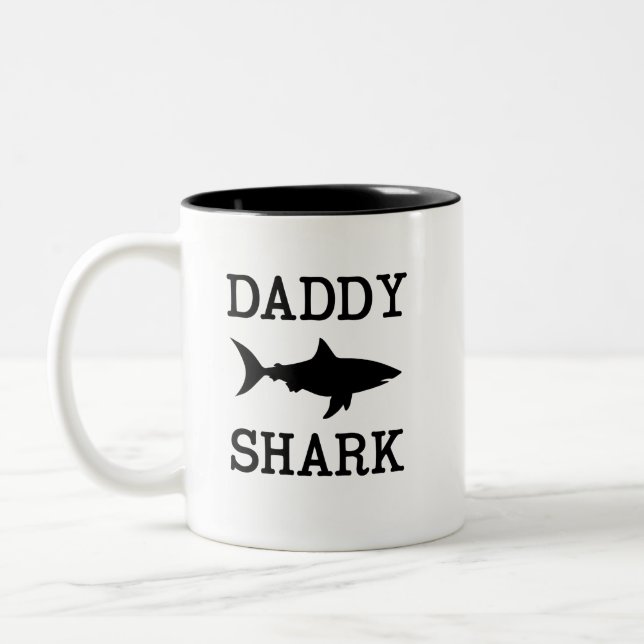 Papá Tiburón taza de café divertido regalo de papá (Izquierda)