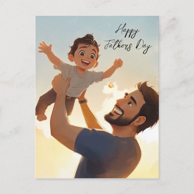 Papá y su hijo jugando el día del padre Tarjeta pl (Anverso)