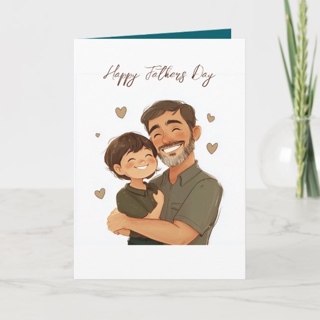 Papá y su hijo Tarjeta del día del padre Folding (Anverso)