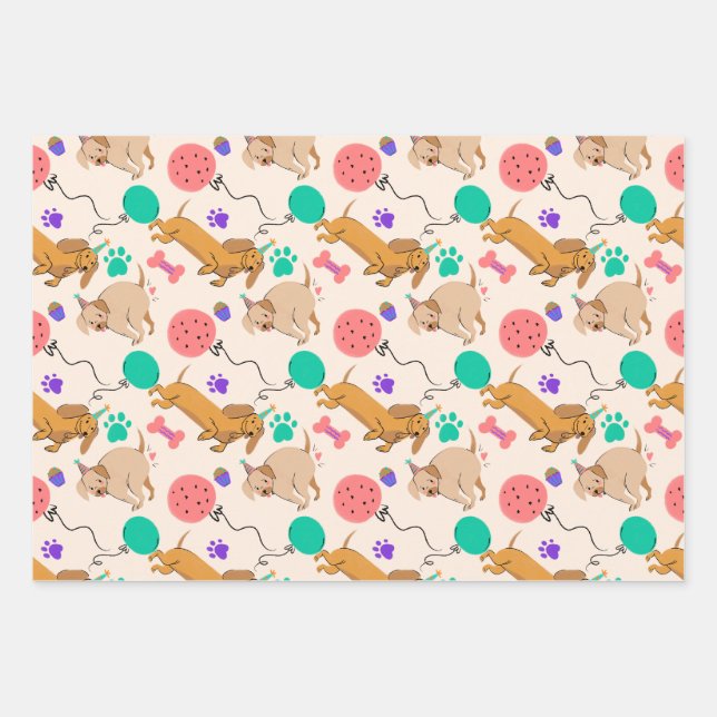 Papas lúdicas y perros Fiestas envolver papel (Anverso)