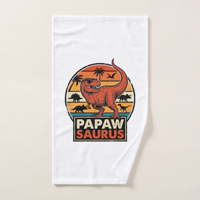 Papawsaurus Diseño Vectorial Retro Dinosaurio Atar (Toalla de mano)