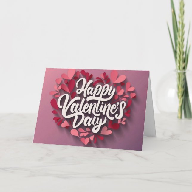 Papel 3D de la tarjeta rosa del día de San Valentí (Anverso)
