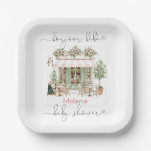 Papel    Acuarela bonjoor bebe  baby shower Plato de pap