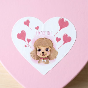 Papel adhesivo de regalo de caniche • San Valentín
