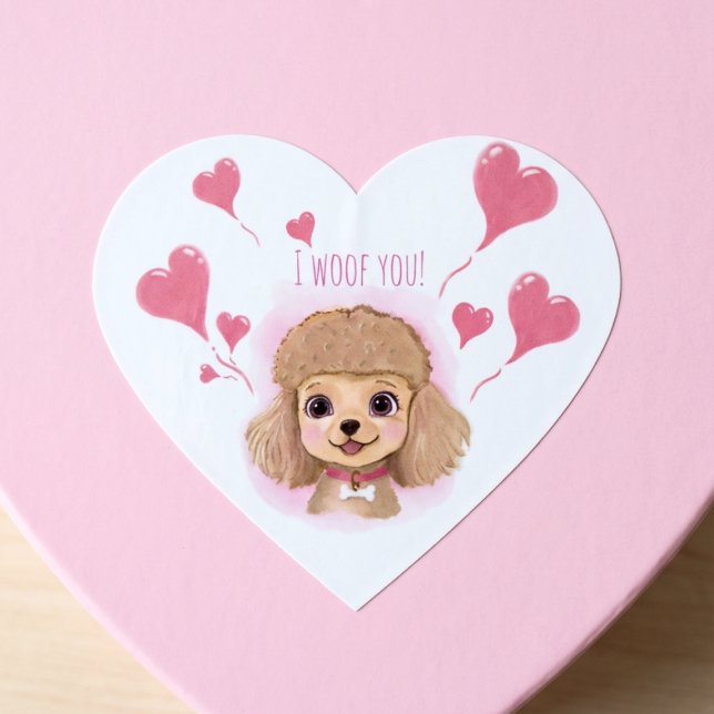 Papel adhesivo de regalo de caniche • San Valentín (Subido por el creador)