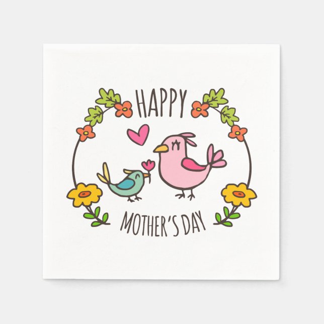 Papel Adorable Feliz Día de la Madre | Servilleta (Anverso)