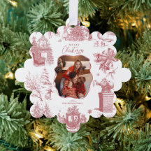Adorno de árbol de fotos de Chinoiserie de Navidad