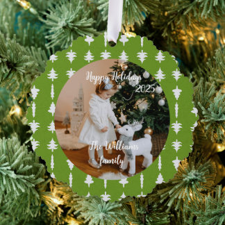 Papel Adorno de árboles de Navidad blancos y verdes