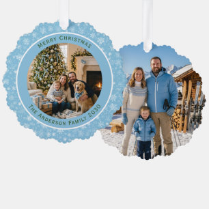 Papel Adorno de copo de nieve azul personalizado para Na