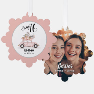 Papel Adorno de copo de nieve con guión Sweet 16 para fo