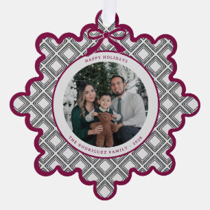 Papel Adorno Navideño con Patrón de Diamante Negro y Fot