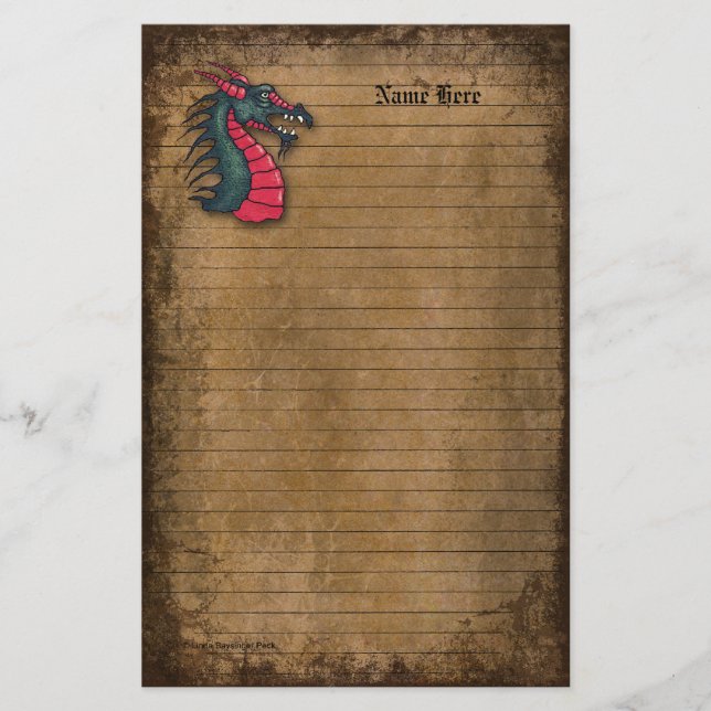 Papel alineado vintage de Brown del dragón (Anverso)