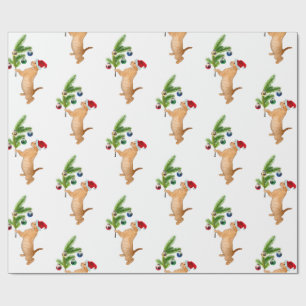 Papel anaranjado del navidad del gatito