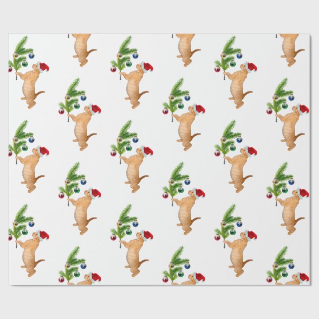 Papel anaranjado del navidad del gatito (Superficie plana)