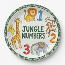 Animales de la Jungla y Números Diseño de Plato de