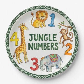 Papel Animales de la Jungla y Números Diseño de Plato de