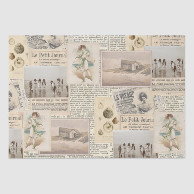 Papel anticuado de collarín costero francés vintag (Anverso)