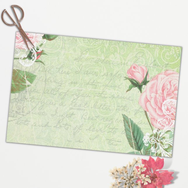 Papel anticuado de letra rosa rosa verde vintage (Subido por el creador)